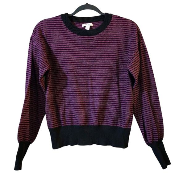 Nine West Sweaters - Nine West Womens Pullover Crew Neck Sweater Size M Navy Pink Metallic Striped